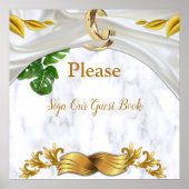 Romantic Tropical Wedding Guest Book Sign Poster (Voorkant)