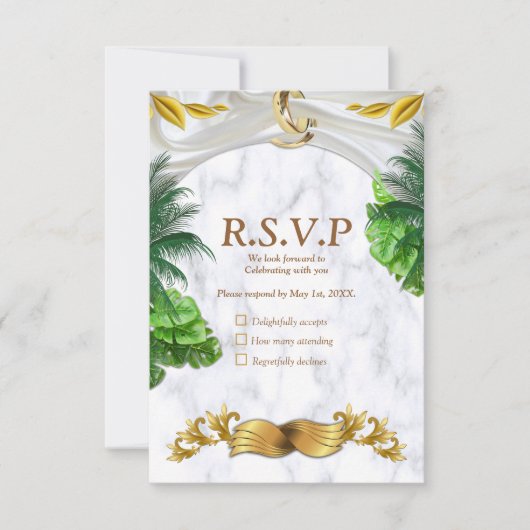 Romantic Tropical Wedding RSVP Kaart (Voorkant)