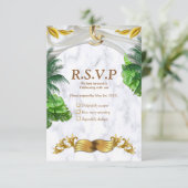 Romantic Tropical Wedding RSVP Kaart (Staand voorkant)