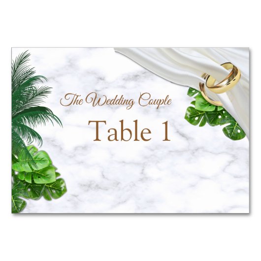 Romantic Tropical Wedding Table cards Kaart (Voorkant)