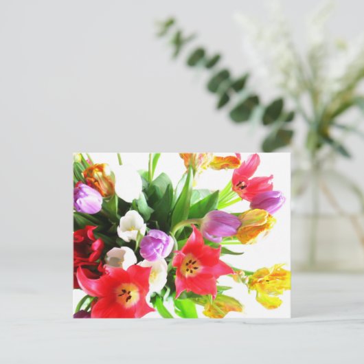 Romantic Tulip Flowers Briefkaart (Staand voorkant)