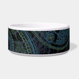 Romantic Turquoise, Blue & Green Paisley Voerbakje