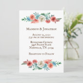 Romantic Turquoise | perzikhuwelijk Kaart (Staand voorkant)