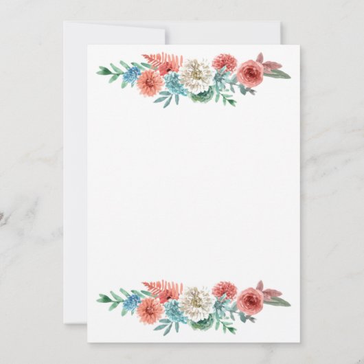 Romantic Turquoise |  perzikhuwelijk Kaart (Achterkant)