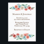 Romantic Turquoise |  perzikhuwelijk Kaart<br><div class="desc">Mooie trouwuitnodiging voor elk seizoen. Ik hou van de kleurencombinatie in de bloemen. Dit zal een mooi kleurenschema maken.</div>