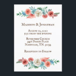 Romantic Turquoise |  perzikhuwelijk Kaart<br><div class="desc">Mooie trouwuitnodiging voor elk seizoen. Ik hou van de kleurencombinatie in de bloemen. Dit zal een mooi kleurenschema maken.</div>