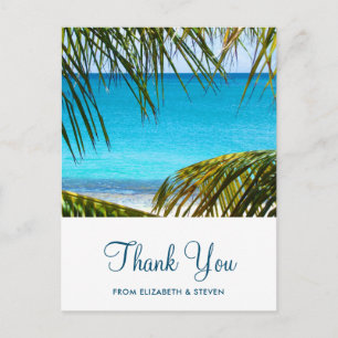 Romantic Turquoise Tropical Beach Wedding Bedankt Briefkaart