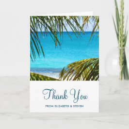 Romantic Turquoise Tropical Beach Wedding Bedankt Kaart