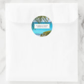 Romantic Turquoise Tropical Beach Wedding Ronde Sticker (Tas)
