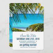 Romantic Turquoise Tropical Beach Wedding Save The Date (Voorkant / Achterkant)