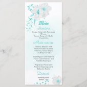 Romantic turquoise white floral bruiloft menu (Voorkant)
