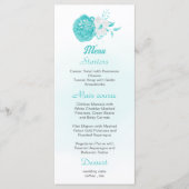 Romantic turquoise white floral bruiloft menu (Voorkant)