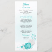 Romantic turquoise witte florale bruiloft menu (Voorkant)