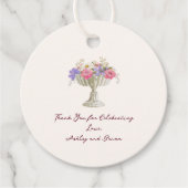 Romantic Tuscan Garden Urn with Flowers Wedding Bedankjes Labels (Voorkant)