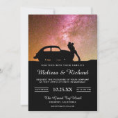 Romantic Twilight Galaxy Couple Wedding Invitation Kaart (Voorkant)