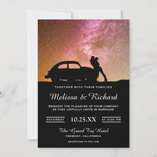 Romantic Twilight Galaxy Couple Wedding Invitation Kaart (Voorkant)