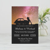 Romantic Twilight Galaxy Couple Wedding Invitation Kaart (Staand voorkant)