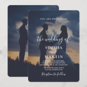 Romantic Twilight Silhouette Photo Script Wedding  Kaart (Voorkant / Achterkant)