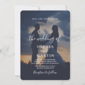 Romantic Twilight Silhouette Photo Script Wedding  Kaart (Voorkant)