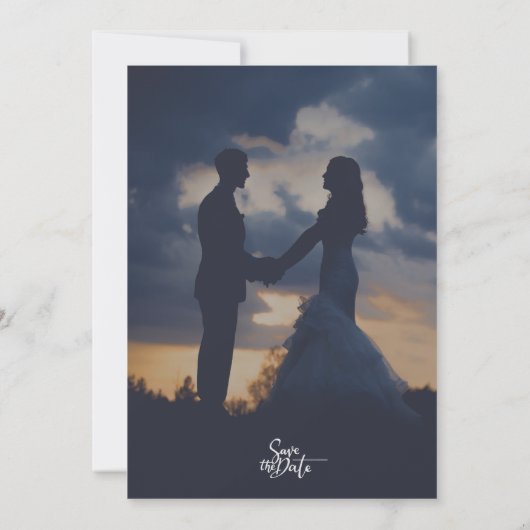 Romantic Twilight Silhouette Photo Script Wedding  Kaart (Achterkant)