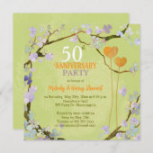 Romantic Two Hearts 50th Wedding Jubileum Party Kaart (Voorkant / Achterkant)