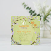 Romantic Two Hearts 50th Wedding Jubileum Party Kaart (Staand voorkant)