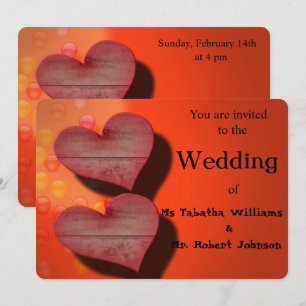 Romantic Two Hearts Wedding Invitation Kaart