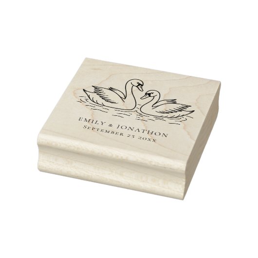 Romantic Two Swans In Love Wedding Rubberstempel (Stempel)