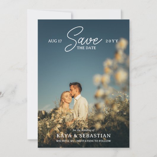 Romantic Typografie Foto Save the Date (Voorkant)