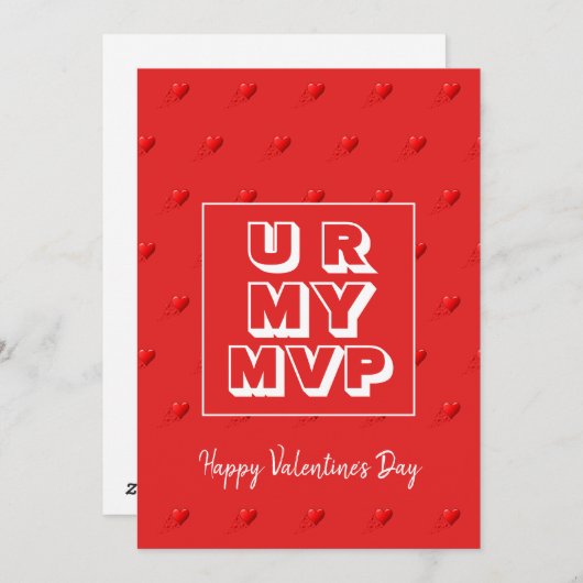 Romantic U R MY MVP-Valentijnsdag Feestdagenkaart (Voorkant / Achterkant)