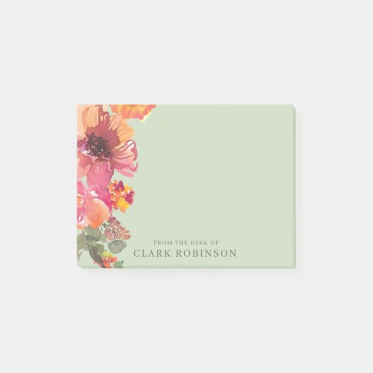 Romantic uit het bureau van de Waterverf Floral Post-it® Notes (Voorkant)