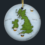 Romantic United Kingdom Map with Sailing Ships Keramisch Ornament<br><div class="desc">Dit ontwerp is een faux-antiek kaart van het Verenigd Koninkrijk, die Ierland, Schotland en Wales omvat die door kleine zeilschepen is gesimuleerd in de stijl van de marine van de 18e tot de 19e eeuw. Dit ornament ziet er geweldig uit op je kerstboom en kan ook het hele jaar door...</div>