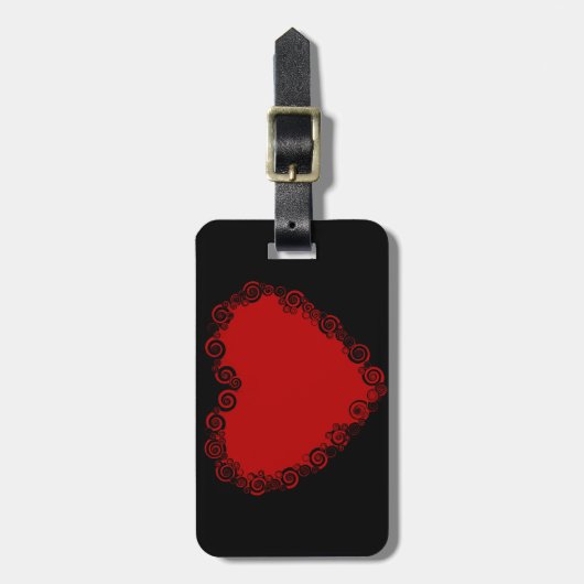Romantic Valentijn Love Heart Red Bagagelabel (Voorkant verticaal)