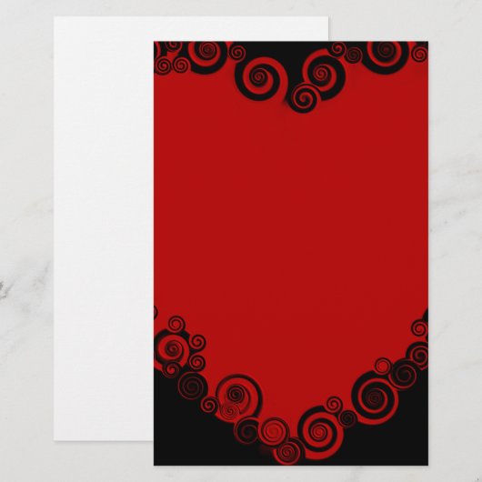 Romantic Valentijn Love Heart Red Briefpapier (Voorkant / Achterkant)
