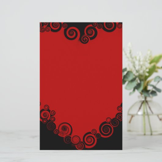 Romantic Valentijn Love Heart Red Briefpapier (Staand voorkant)