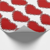 Romantic Valentijn Love Heart Red Cadeaupapier (Hoek)