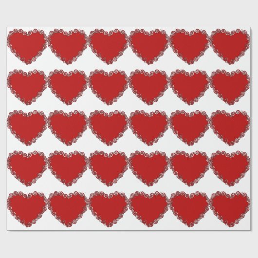 Romantic Valentijn Love Heart Red Cadeaupapier (Vlak)
