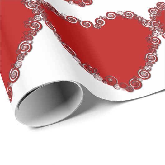 Romantic Valentijn Love Heart Red Cadeaupapier (Rol Hoek)