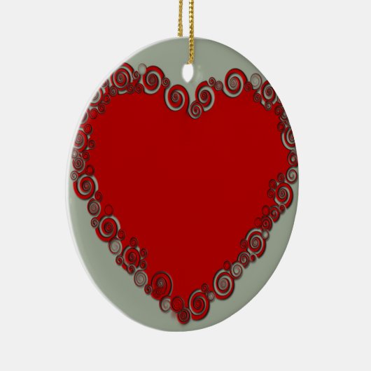 Romantic Valentijn Love Heart Red Keramisch Ornament (Rechts)