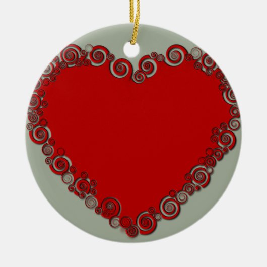 Romantic Valentijn Love Heart Red Keramisch Ornament (Voorkant)