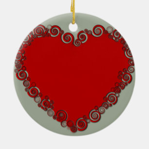Romantic Valentijn Love Heart Red Keramisch Ornament