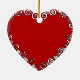 Romantic Valentijn Love Heart Red Keramisch Ornament