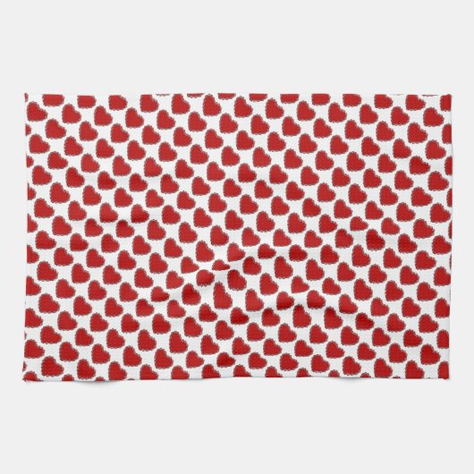 Romantic Valentijn Love Heart Red Theedoek (Horizontaal)