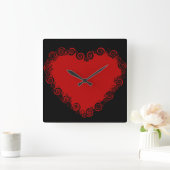 Romantic Valentijn Love Heart Red Vierkante Klok (Huis)