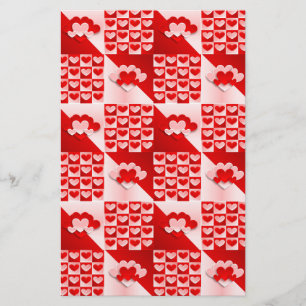 Romantic Valentijn Love Hearts Red White Heart Briefpapier