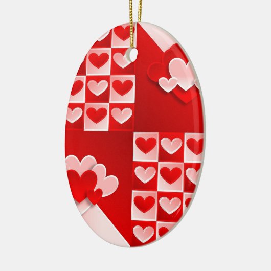 Romantic Valentijn Love Hearts Red White Heart Keramisch Ornament (Links)