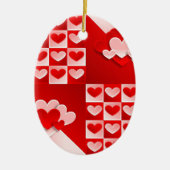 Romantic Valentijn Love Hearts Red White Heart Keramisch Ornament (Voorkant)