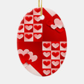Romantic Valentijn Love Hearts Red White Heart Keramisch Ornament (Achterkant)