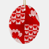 Romantic Valentijn Love Hearts Red White Heart Keramisch Ornament (Rechts)