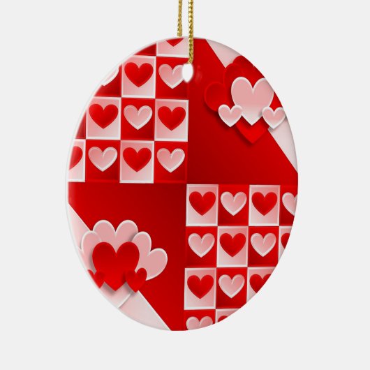 Romantic Valentijn Love Hearts Red White Heart Keramisch Ornament (Rechts)